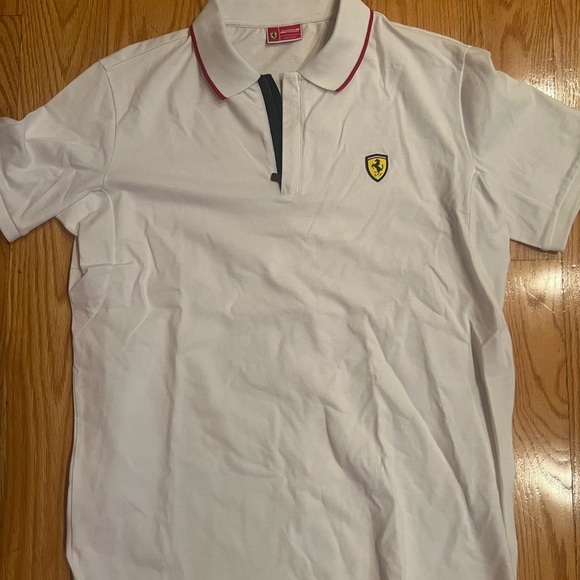 Ferrari Men's Polo Shirt in White with Logo - Picture 3 of 3